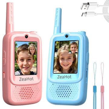 2026 Upgraded Kids Video Walkie Talkies 2 Pack, Rechargeable Long Range Walkie Talkies for Kids, Video Intercom with Photo Sharing, Voice Chat, Emoji