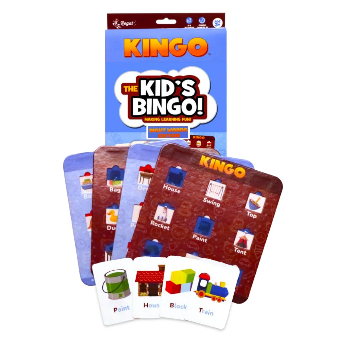 Regal Games Kingo Sight Words Edition Bingo Game - Educational Board Game for Preschool & Kindergarten - Fun Phonics & Vocabulary Builder for Home
