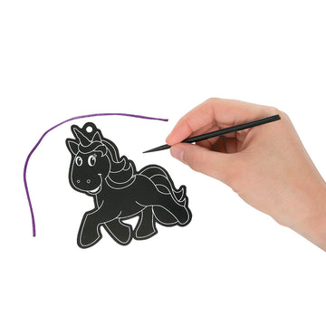 Unicorn Magic Scratch Ornaments - 24 Pc - Crafts for Kids and Fun Home Activities