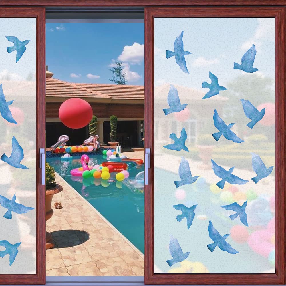 Blue Seagull Anti Bird Collision Glass Stickers Set