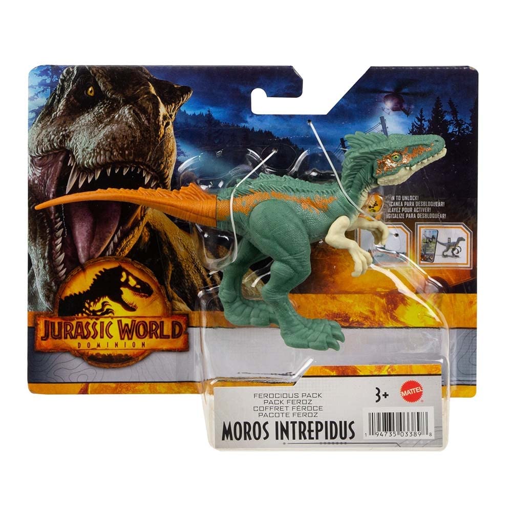 Jurassic World Dominion - Fierce Animals Dinosaurs Moros Intrepidus - Articulated Children's Dinosaurs 18 cm Novelty Animal Pack - Dinosaur Toy HDX22