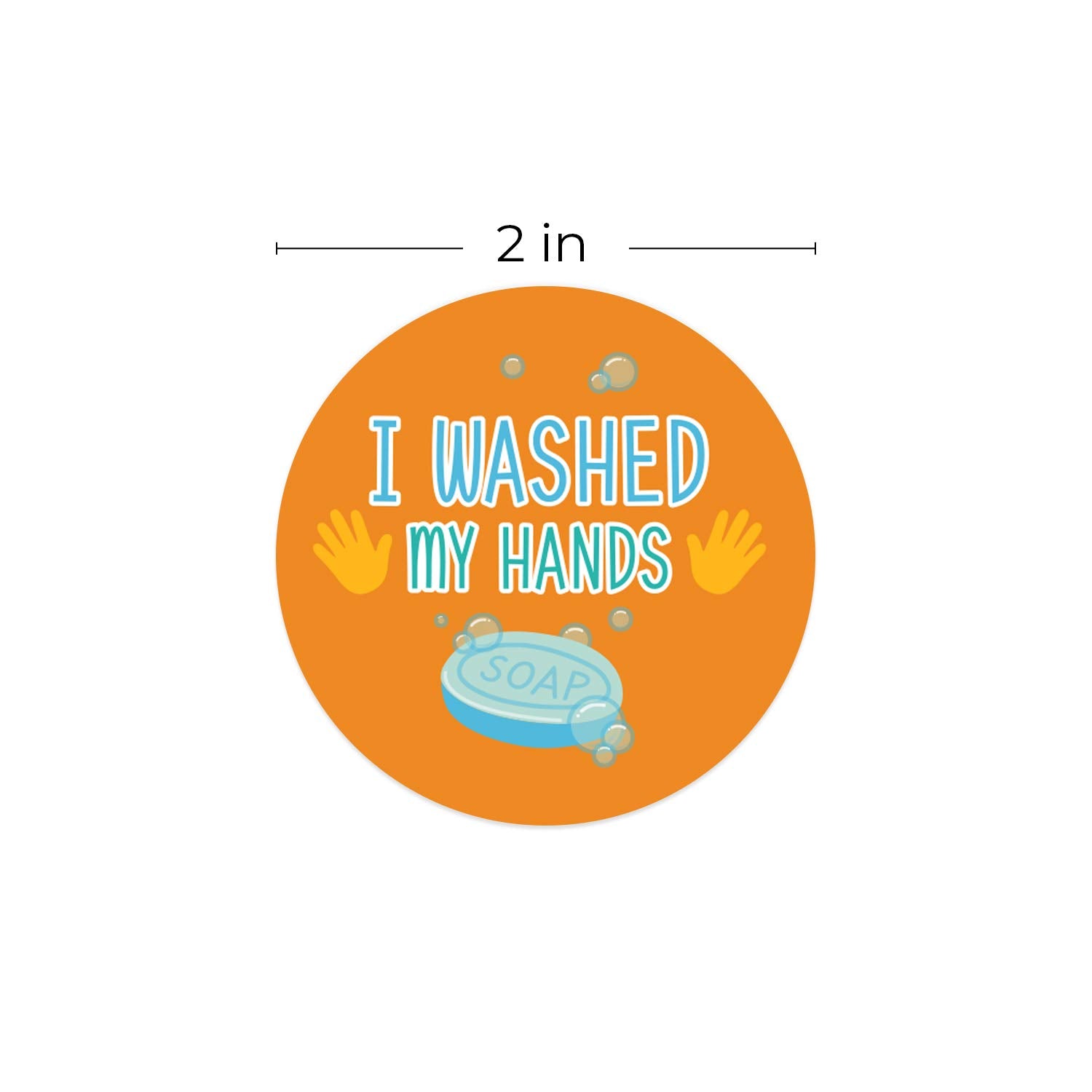 I Washed My Hands Sticker / 250 Kids Hand Washing Achievement Stickers / 2" School Children Colorful Reward Stickers / 6 Vibrant Designs/Made in
