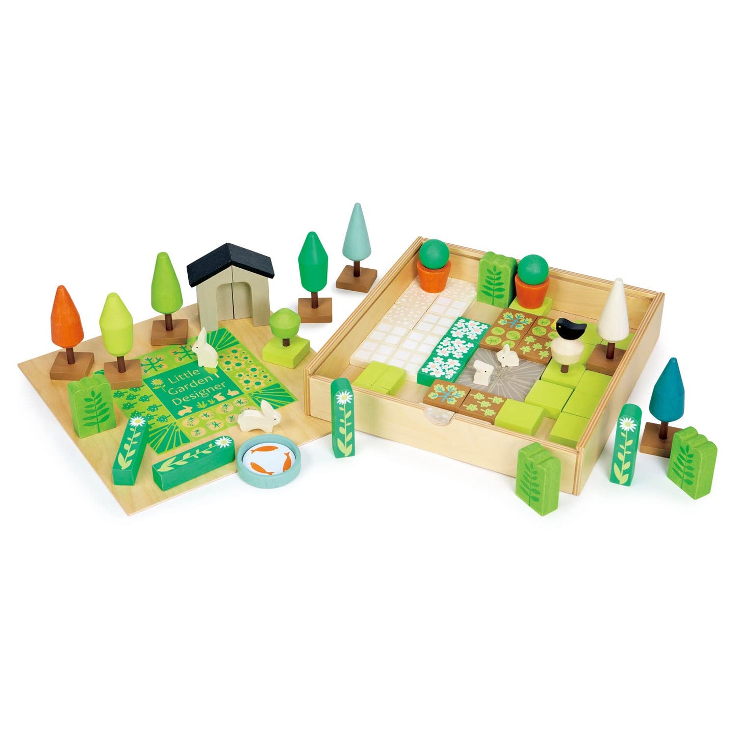 Tender Leaf Toys - Little Garden Designer - Wood Garden Building Play Set - Inspires Creativity, Encourages Role-Play and Story Invention, Educational