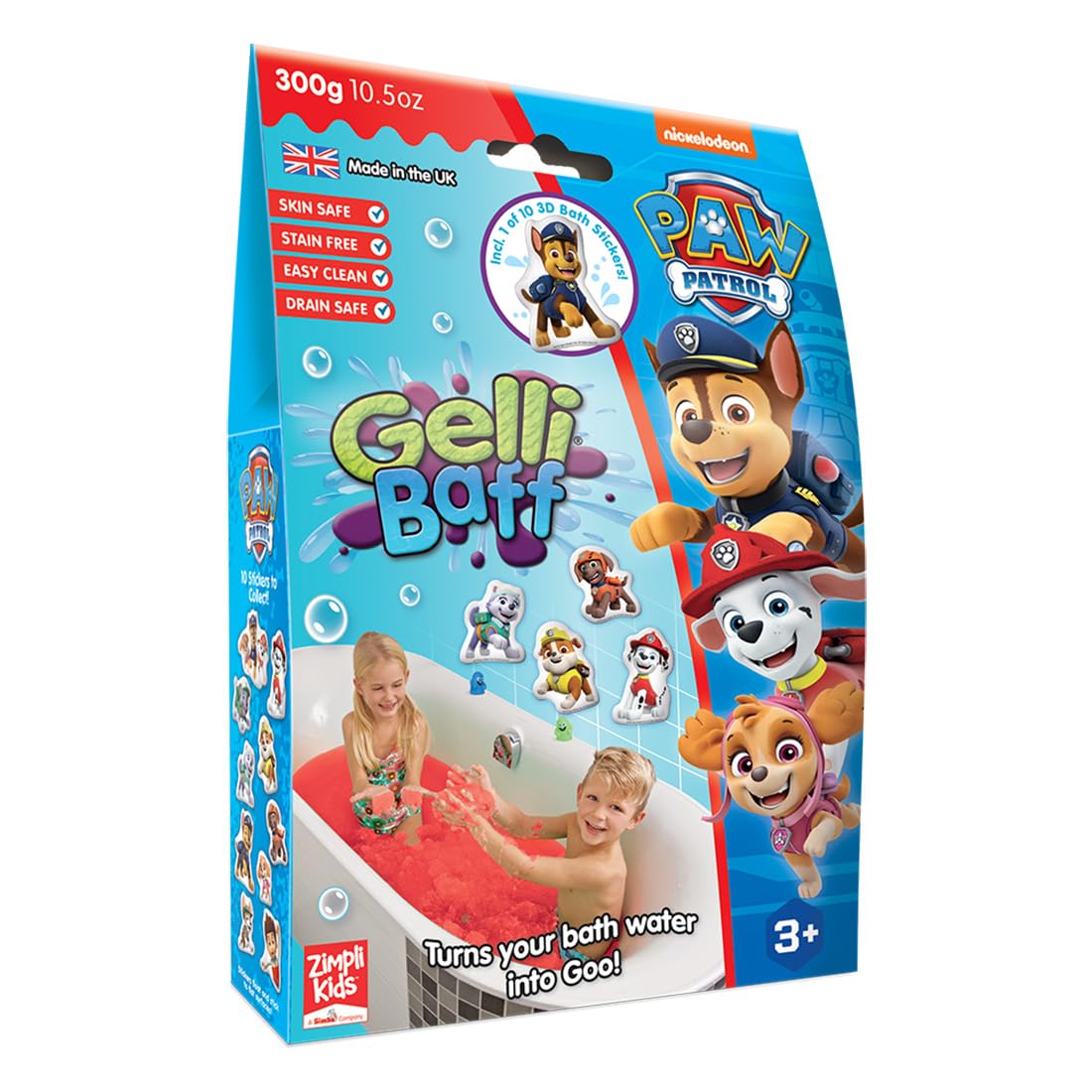 Paw Patrol Gelli Baff with Free Bath Sticker, 1 Bath or 6 Play Uses from Zimpli Kids, Turns Water into Thick, Colourful Red goo, Birthday Gifts