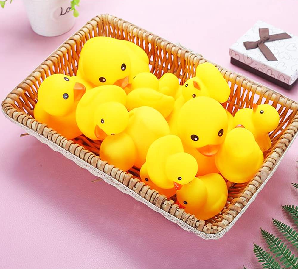 CICITOYWO Yellow Rubber Ducks, 30pcs Preschool Small Bath Toys Bathtub Floating Duckies Gift for Baby Shower Infants Kids Toddler Party Decoration