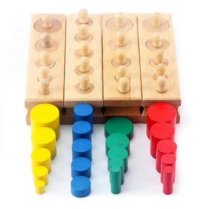 DANNI Upgraded Montessori Materials Colorful Socket Cylinder Preschool Intellectual Development Kids Educational Toys Children Gift (B)