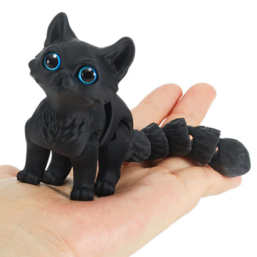 Maxdecoer 3D Printed Articulated Cat Fidget Toy, Poseable Flexible Joint Kitty Desk Toy, Big-Eye Cat Figurine Desktop Decor, Stress Relief Gift (Matte