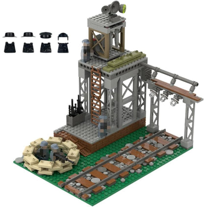 WW2 Military Base Building Set - 398 Pcs Army Fortresses, Trenches, Realistic WW2 Scene Recreation,Witch 4 Soldier Figures