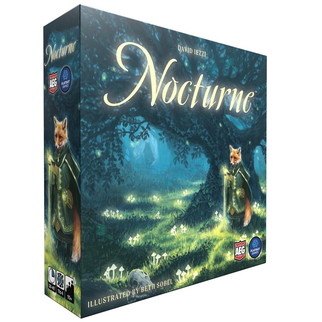 AEG & Flatout Games | Nocturne - Set Collection & Bidding Board Game | Play as Fox Mystics, Find Magical Items & Cast Spells | Ages 10+ | 1-4 Players