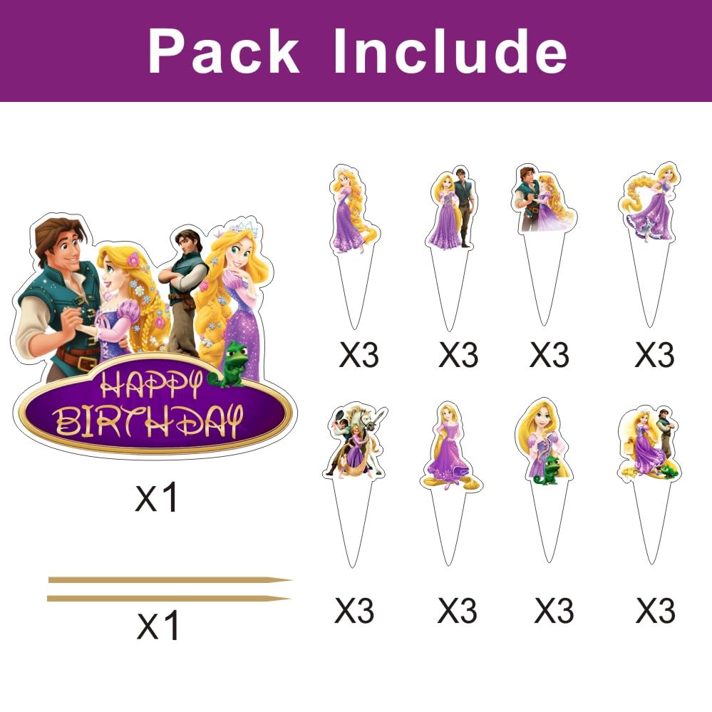 25Pcs Cake Decorations with 24pcs Cupcake Toppers 1pcs Cake Topper for Birthday Party Supplies