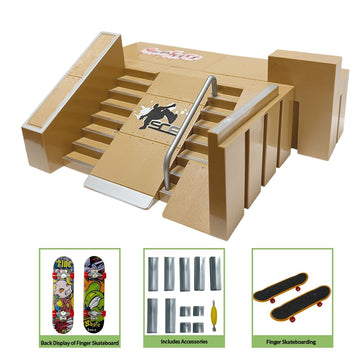 Fingerboard Skate Park Kit with 8 Skatepark Deck Ramp & 2 Mini Fingerboards,Tech Deck Skatepark DIY Skate Ramp Set, Toy Gift for Kids Ages 5+
