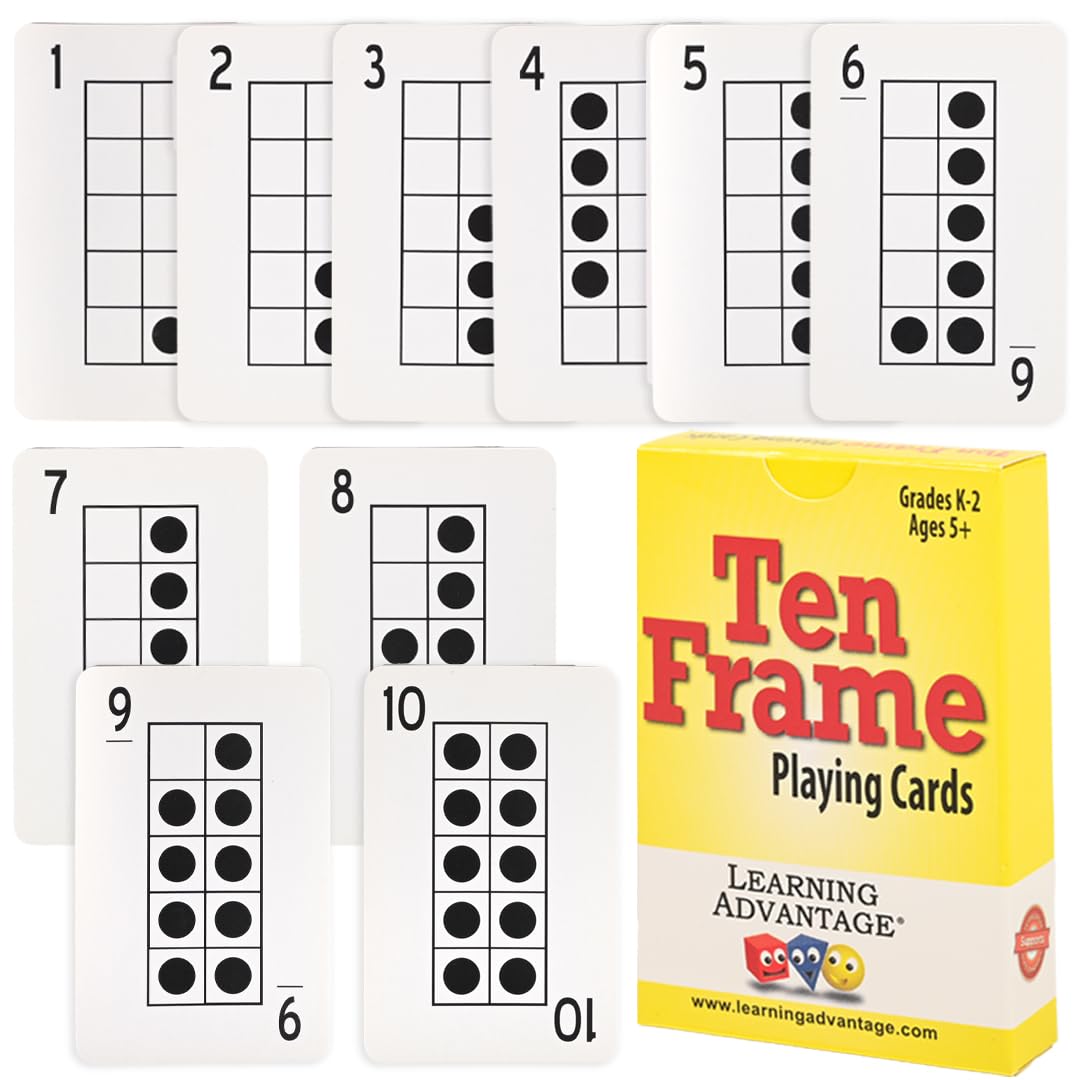 LEARNING ADVANTAGE Ten Frame Playing Cards, Set of 44