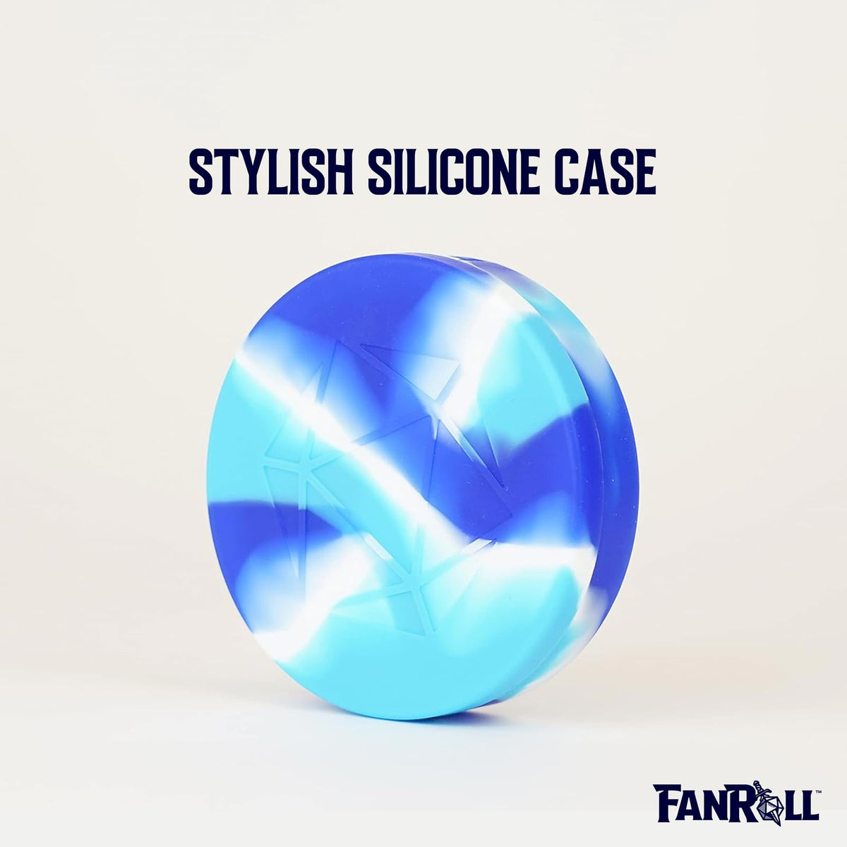 FanRoll Silicone Round Dice Case: Blue/White/Light Blue, Role Playing Game Dice Accessories for Dungeons and Dragons