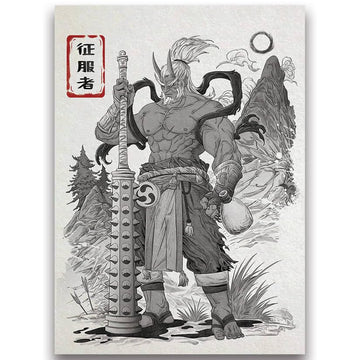 Fantasy North - Ogon - The Indomitable - Japanese Inked Yokai Series - Oni Demon - 100 Textured Matte TCG Card Sleeves - Fits Magic MTG Commander