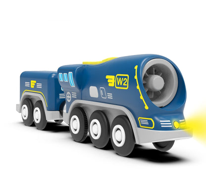 Z MAYABBO Battery Operated Locomotive Trains for Wooden Tracks, Powerful Engine Toy Train Vehicle for Railway Track, Science Fiction Train Car Series