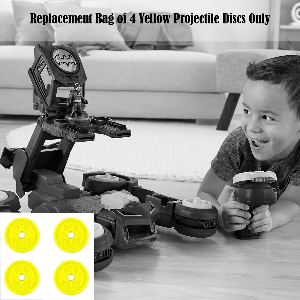 Replacement Parts for Fisher-Price Imaginext Inspired by DC Superfriends Transforming Batmobile R/C GBK77 - Replacement 4 Yellow Projectile Discs