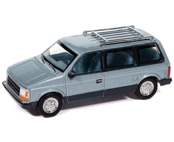 1987 Voyager Van Ice Metallic and Twilight Blue Metallic 2-Tone with Blue Interior Mighty Minivans Series 1/64 Diecast Model Car by Auto World