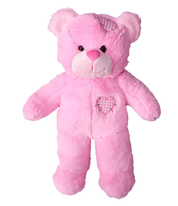 Stuffems Toy Shop Record Your Own Plush 16 inch Pink Patches Teddy Bear - Ready to Love in A Few Easy Steps