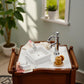 1:12 Scale Ceramic Sink with Removable Faucet - Miniature Dollhouse Bathroom and Kitchen Accessories for Victorian Style Decor, Realistic Doll House