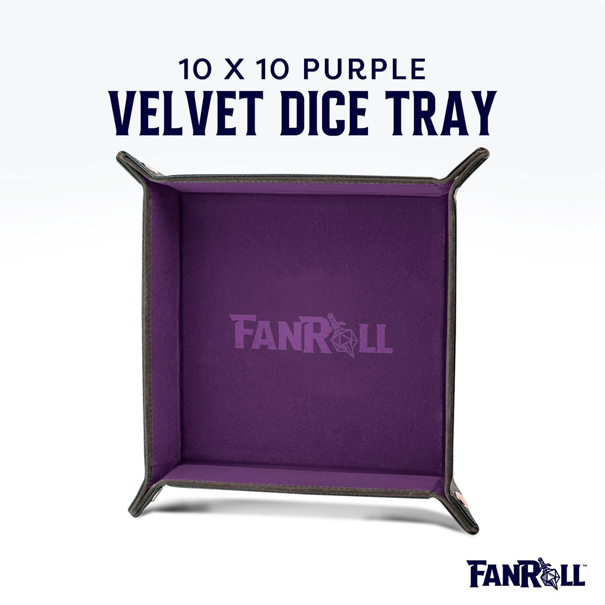 FanRoll Fold Up Velvet Dice Tray w/PU Leather Backing: Purple, Role Playing Game Dice Accessories for Dungeons and Dragons