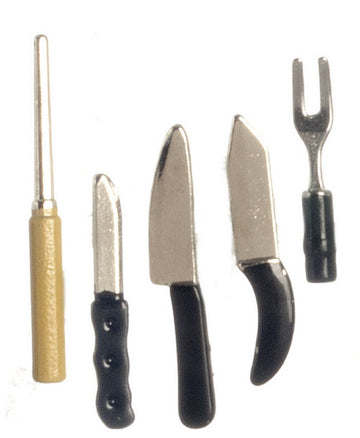Dollhouse Miniature 1:12 Scale 5 Pc Kitchen Knives SET #G8226