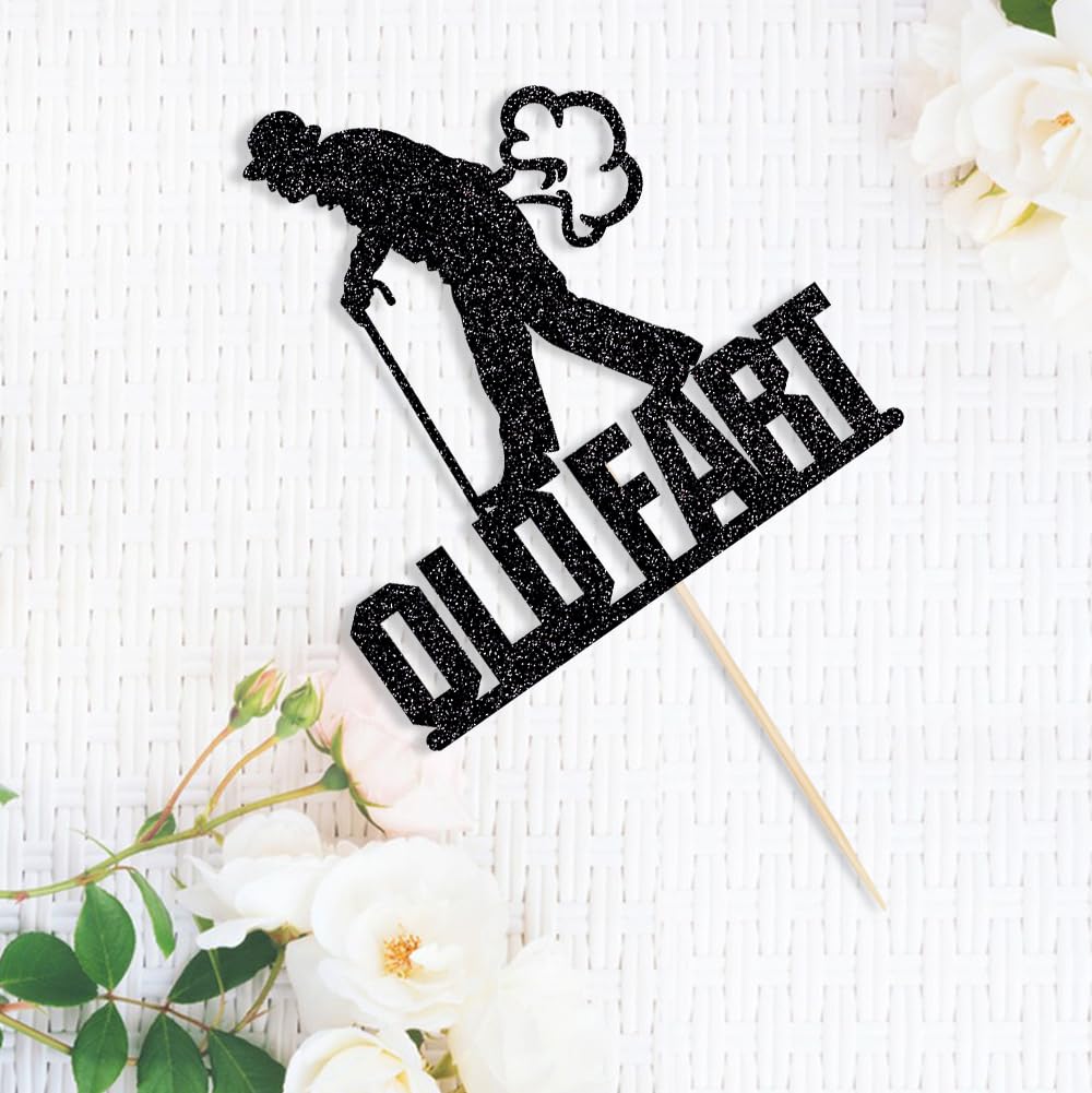 Black flash Old Fart Birthday Cake Topper Humorous old man and old woman Happy birthday cake Topper Funny happy birthday cake decoration is suitable