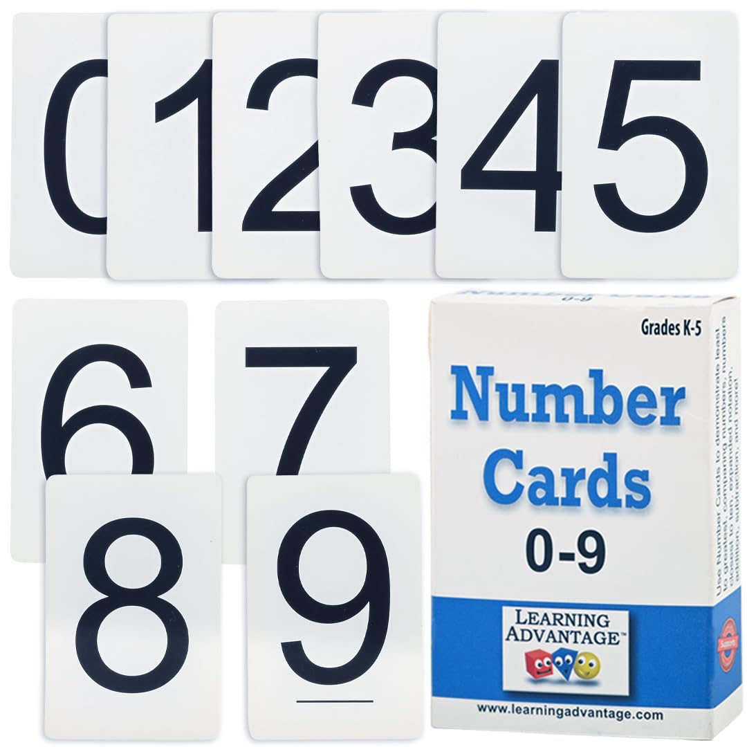 Learning Advantage Number Cards 0-9, Set of 50, Black