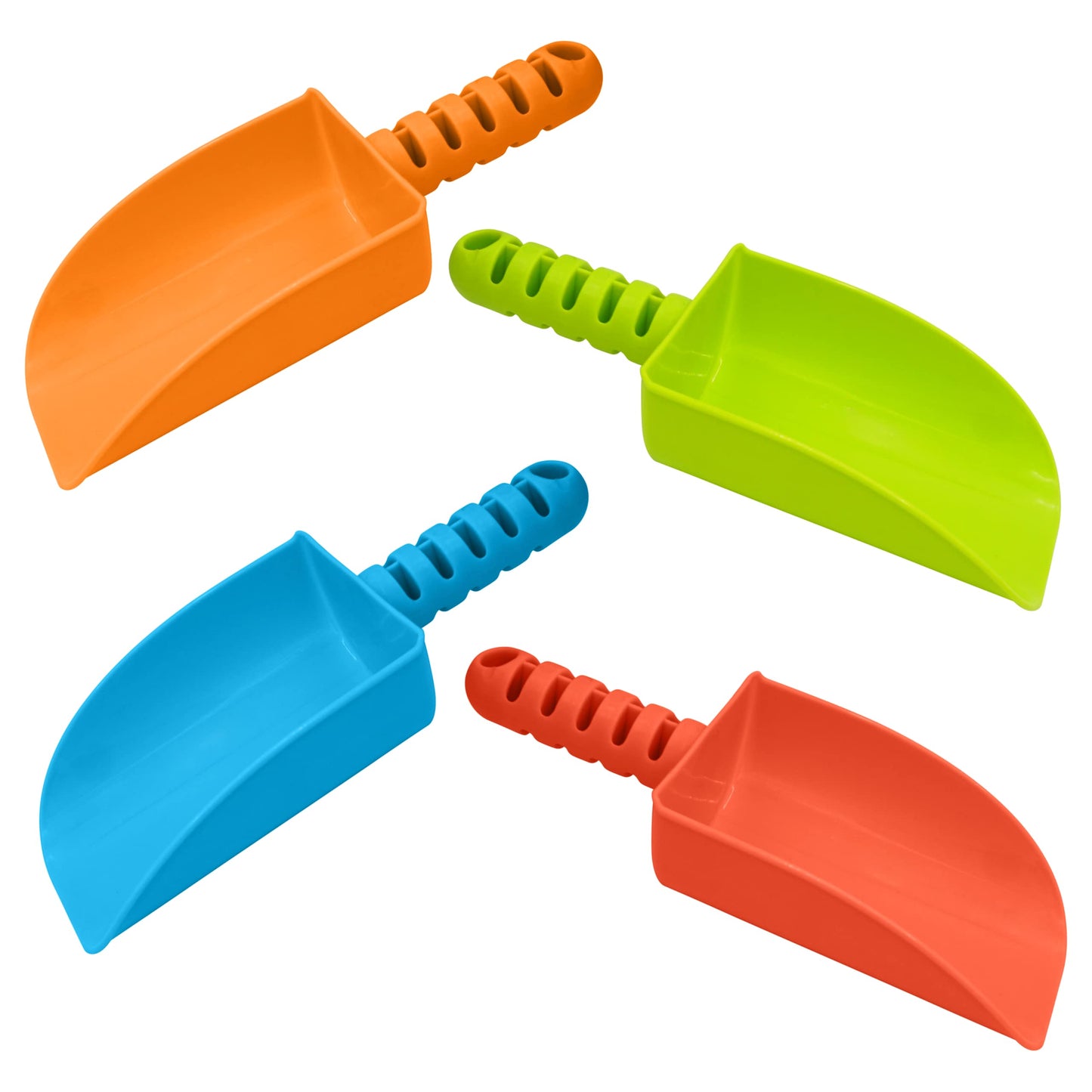 4E's Novelty 4 Pack Beach Shovels 8 Inch, Heavy Duty Plastic Sand Shovel for Kids, - Great for Planting Gardening Shovels for Toddlers, Outdoor