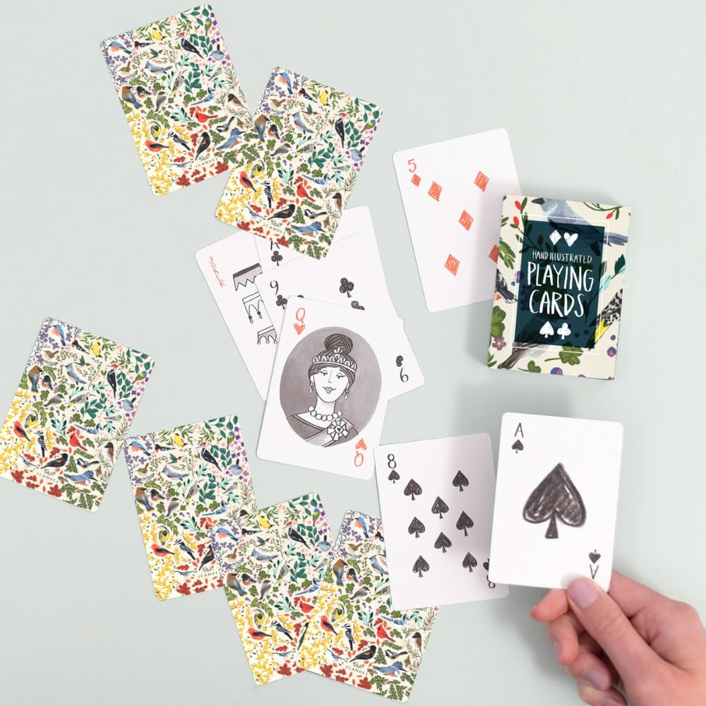 1Canoe2 Deck of Playing Cards, Single Card Deck, 52 Playing Cards Plus Jokers, Custom Art Bird Themed Cards for Game Night, Travel, Beach, Camping