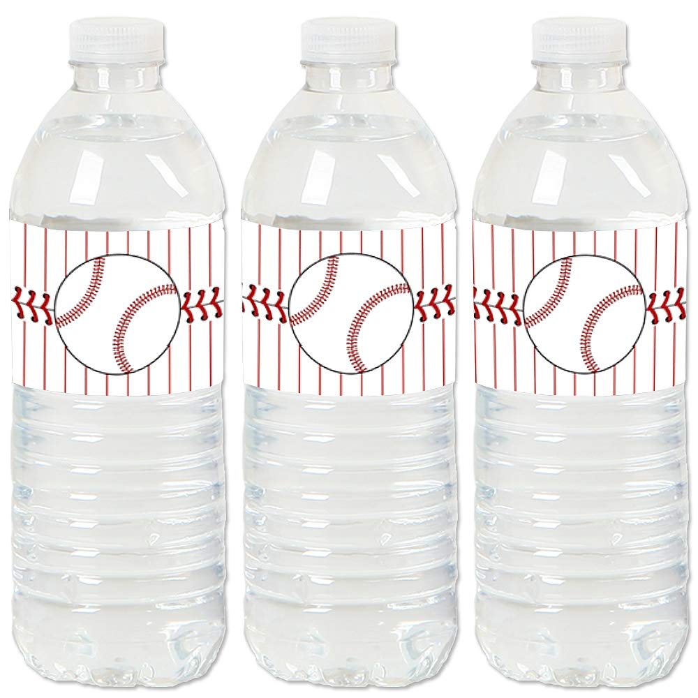 Big Dot of Happiness Batter Up - Baseball - Baby Shower, Birthday Party Water Bottle Sticker Labels - Set of 20