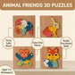 Wooden Animal Puzzles for Toddlers 3-5 - Montessori Toys Set of 4, BrightM? Chunky 3D Puzzles for Kids, Fine Motor Skills Learning Toy with Storage