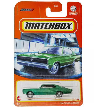 Matchbox 1966 Dodge Charger Green 1:64 Scale Die-Cast, 13/100