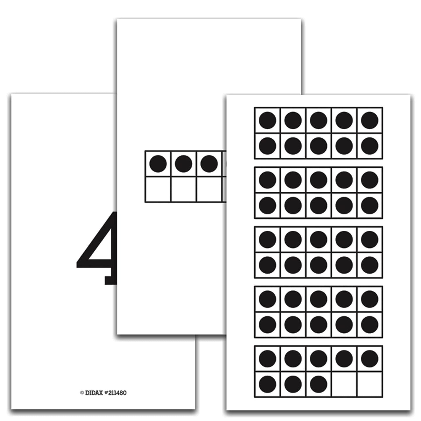 Didax Educational Resources 1-50 Ten-Frame 1-50 Cards, White, Black, 0.81 H x 6.0 L x 4.5 W, (211480)
