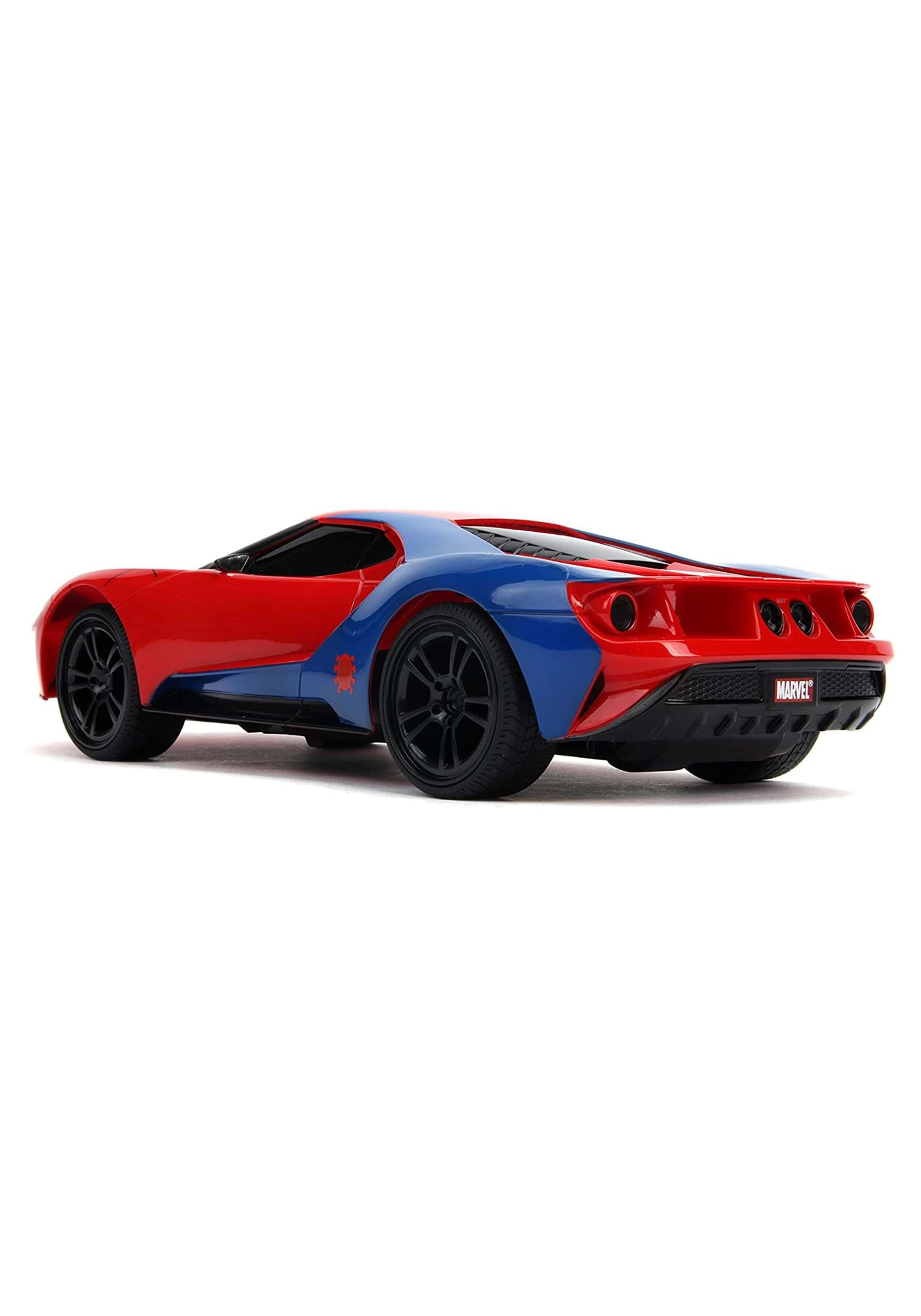 Jada Marvel Spider-Man 2017 Ford GT R/C, 1: 16 Scale with USB Charging, 2.4Ghz & Turbo Boost, Red and Blue