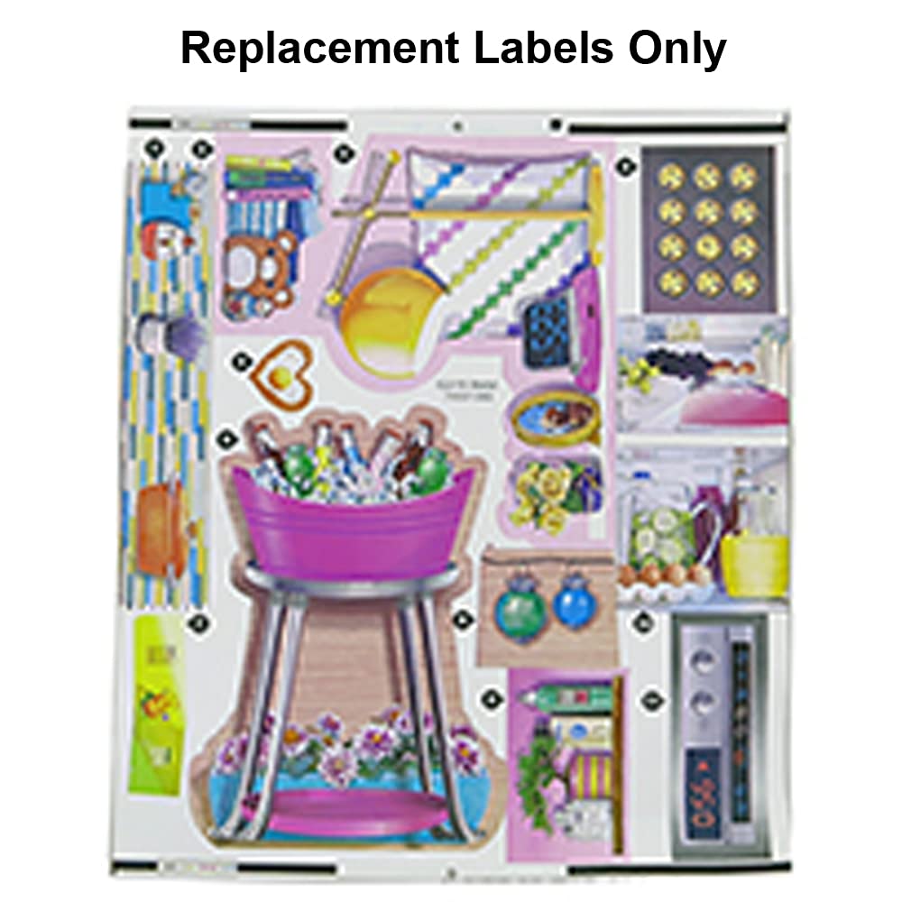 Barbi Replacement Stickers for Barbie Malibu House Playset - FXG57 - Replacement Labels, Multicolor