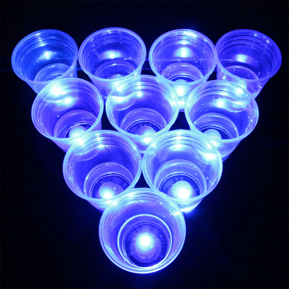 Ahuimeius Halloween The Dark Beer Pong Set,Beer Pong Party Cup Set, LED Beer Pong Cups and Glow-in-The-Dark Balls,22 Set