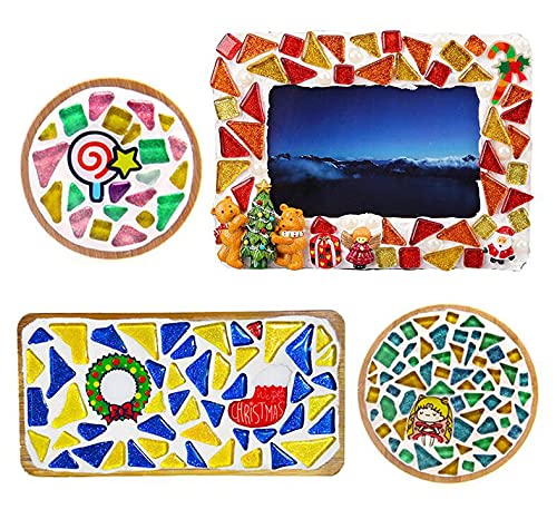 500g Mixed Color Irregular Crystal Mosaic Tiles,Tiny Mosaic Tile DIY Hobbies Children Handmade Crystal Craft for Craft Bathroom Kitchen Home