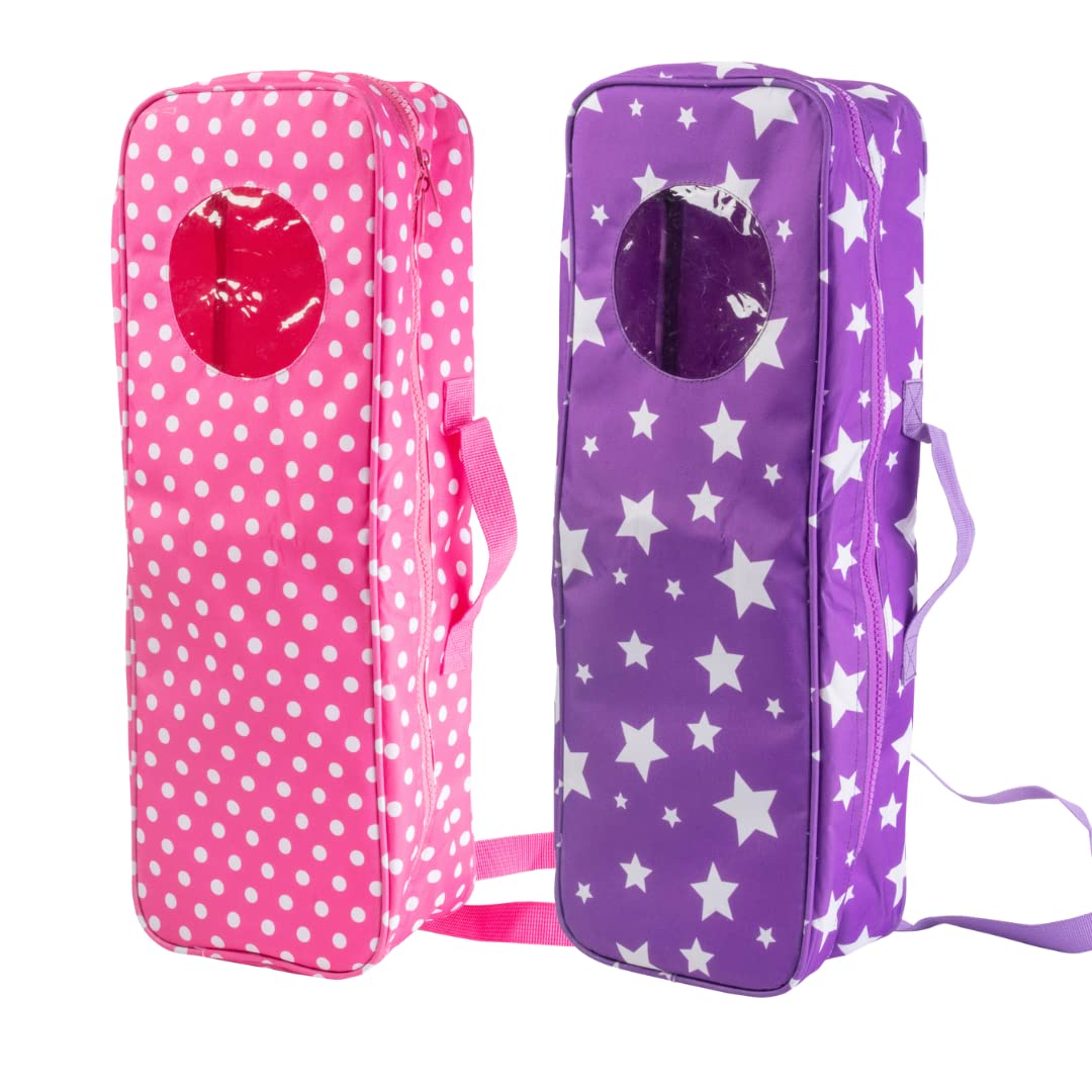 Doll Storage Carrying Case Value 2 Pack - for Any 18" Doll - Organizer Storage Traveling Accessories Compatible with American Girl- Clear Window