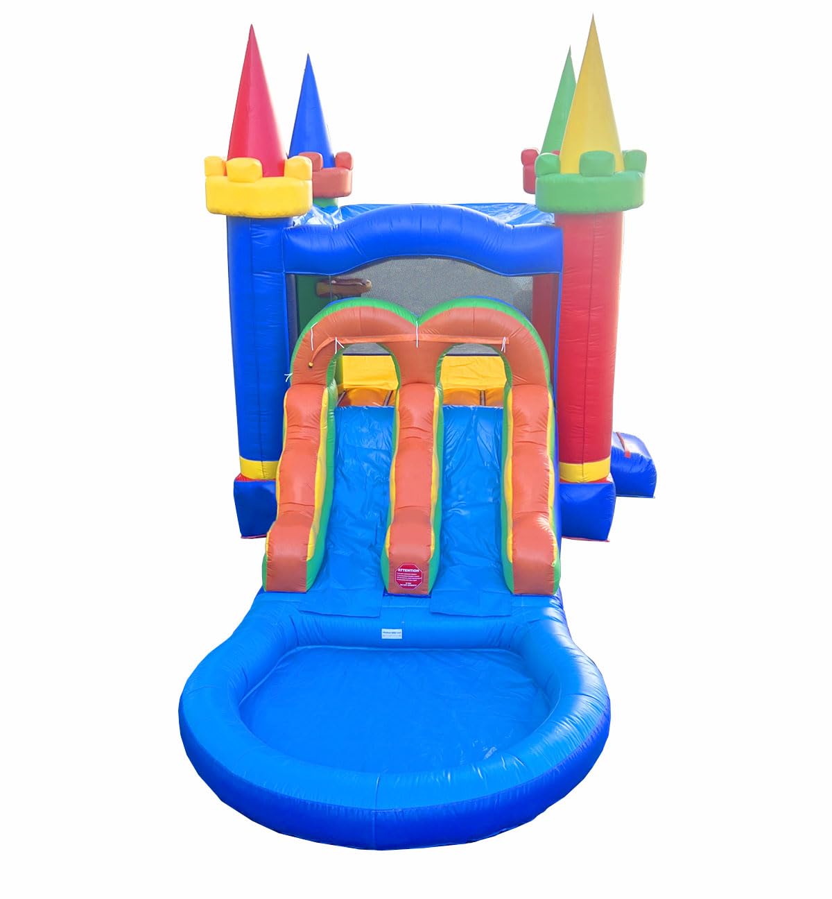 Pogo Bounce House Inflatable Jump Castle Dual Lane Water Slide, Rainbow