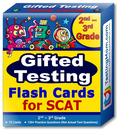 TestingMom.com SCAT Test Prep Flash Cards (School and College Ability Test) - Elementary Level Grades 2 - 3 - Complete SCAT Test for Students Applying