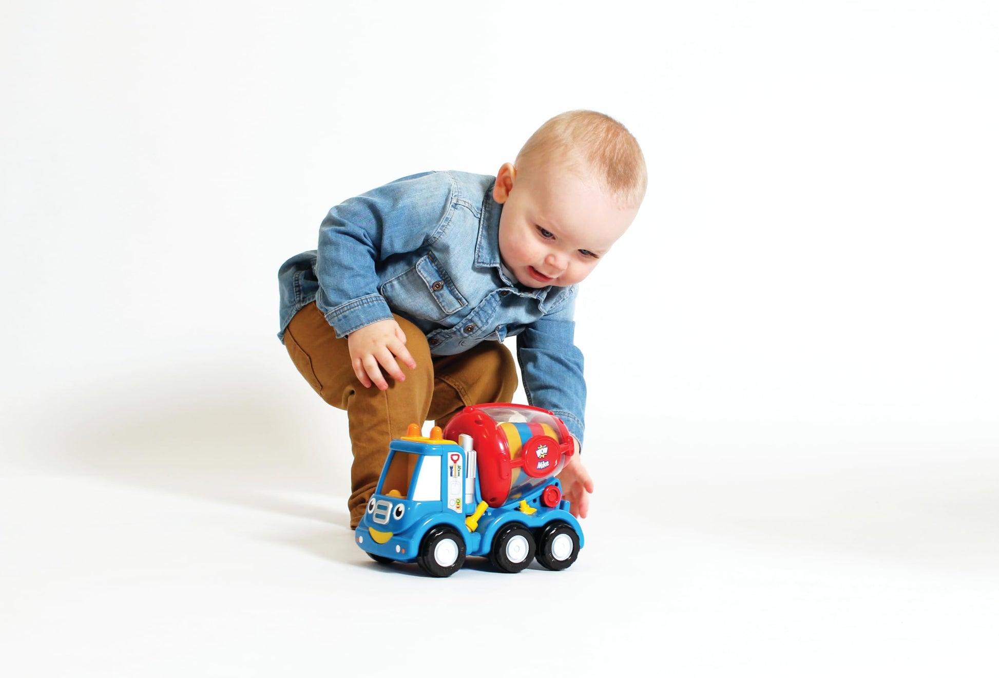 Wow Toys Mix ‘n’ Fix Mike - Construction Cement Mixer Truck with Driver Figure | Friction Powered, No Batteries, Safe Toddler Toy Ages 1-5