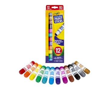 Crayola Quick Dry Paint Sticks (12ct), Washable Paint Set for Kids, School Supplies, Teacher Gifts