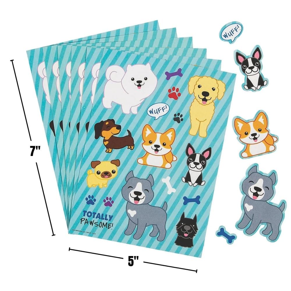 Fun Express Puppy Dog Sticker Sheets - Stationery - VBS Vacation Bible School Supplies/Decor - 24 Pieces