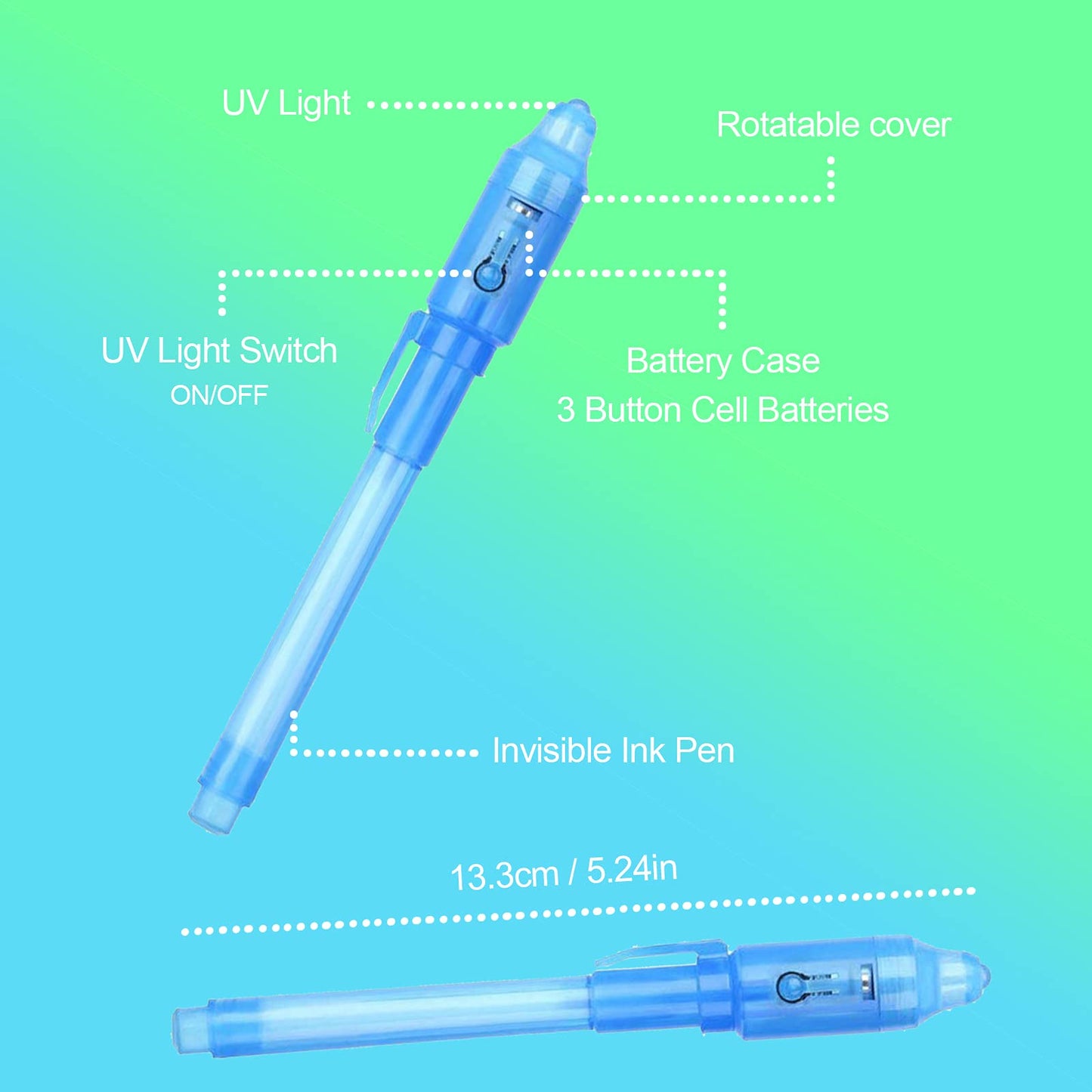 ZUNTENG Invisible Ink Pen,14Pcs Spy Pen,Invisible Disappearing Ink Pen with uv Light Fun Activity Entertainment for Secret Message and Kids Goodies