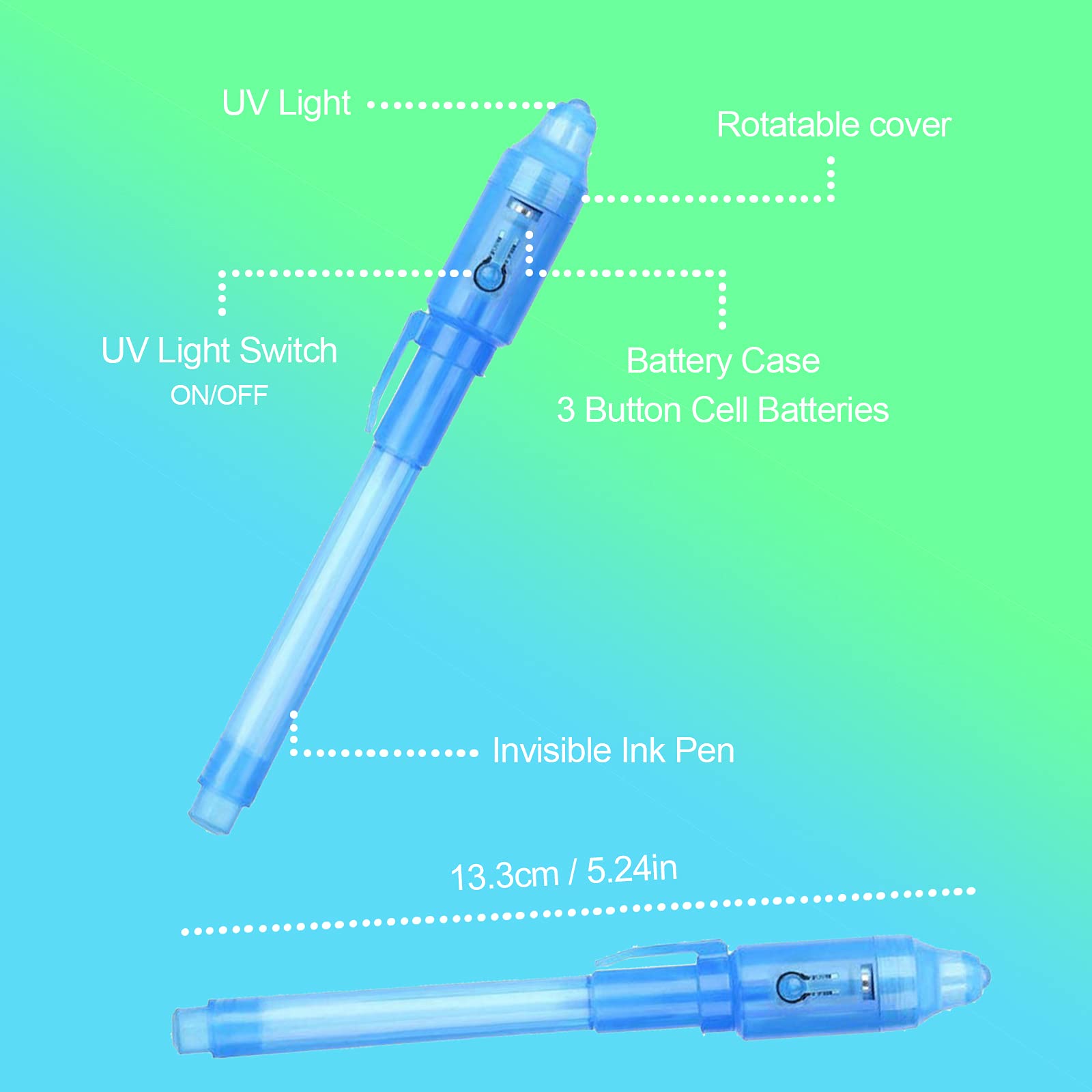 ZUNTENG Invisible Ink Pen,14Pcs Spy Pen,Invisible Disappearing Ink Pen with uv Light Fun Activity Entertainment for Secret Message and Kids Goodies