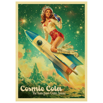 Fantasy North - Cosmic Cola #2-50s Retro Vintage - Rocket Girl - 100 Textured Matte TCG Card Sleeves - Fits Magic MTG Commander Pokemon and Other Card