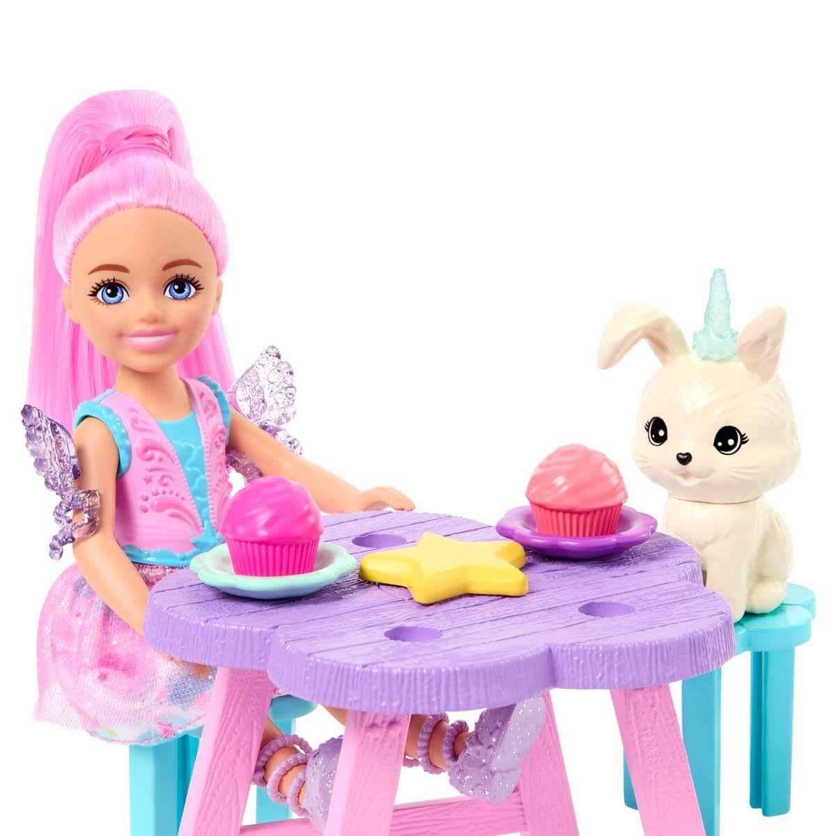 Barbie A Touch of Magic Chelsea Small Doll & Pegasus Playset with Stable, Slide, Pet Bunny 10+ Accessories, Color-Change Winged Horse Toy