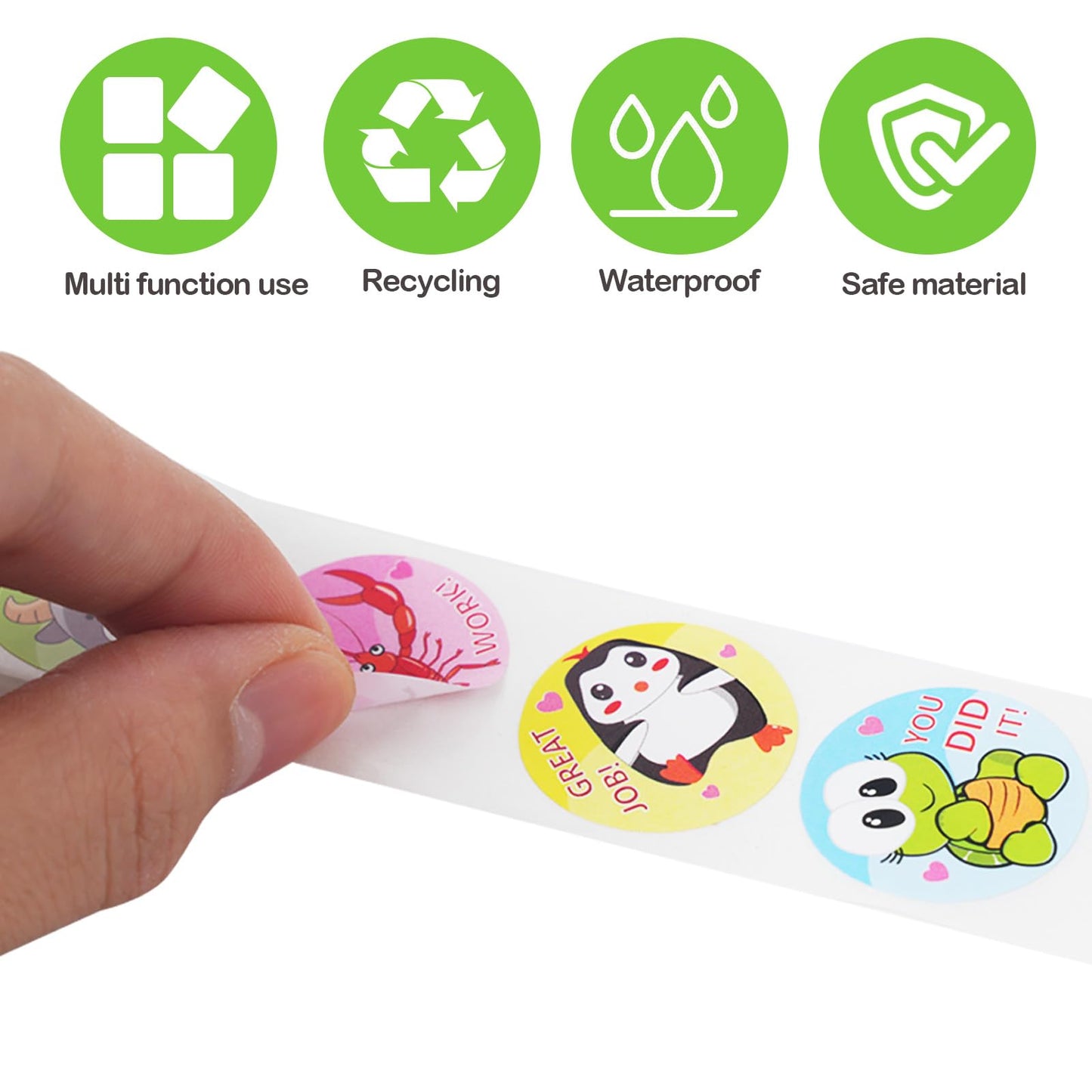 KELOOF 2 Rolls Reward Stickers for Kids Classroom,1000 Pieces Motivational Stickers for Teacher School Home Office and Party (16 Designs,1" in