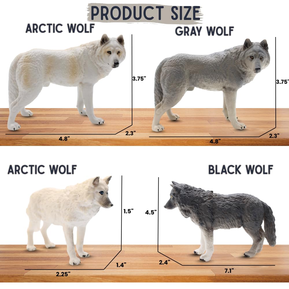 ZAGA Toys Wolf Bundle | 8-Piece Arctic, Grey & Black Wolf Figurines | Lifelike Wildlife Playset for Enthusiats & Collectors | Seasonal Animal Display