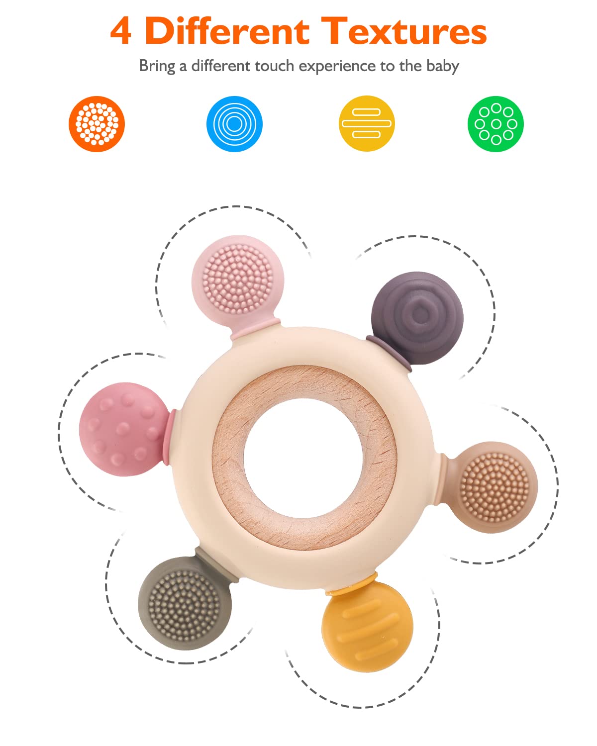 akolik Baby Teething Toys, Teething Relief Toy, BPA Free Baby Chew Toys Infant Toys Newborn Accessories, Teethers for Babies 0-3-6-9-12 Months Old